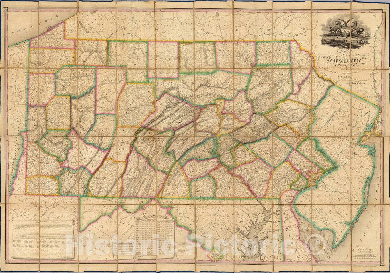 Pennsylvania 1826 Historical Map Print by John Melish