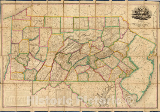 Pennsylvania 1826 Historical Map Print by John Melish