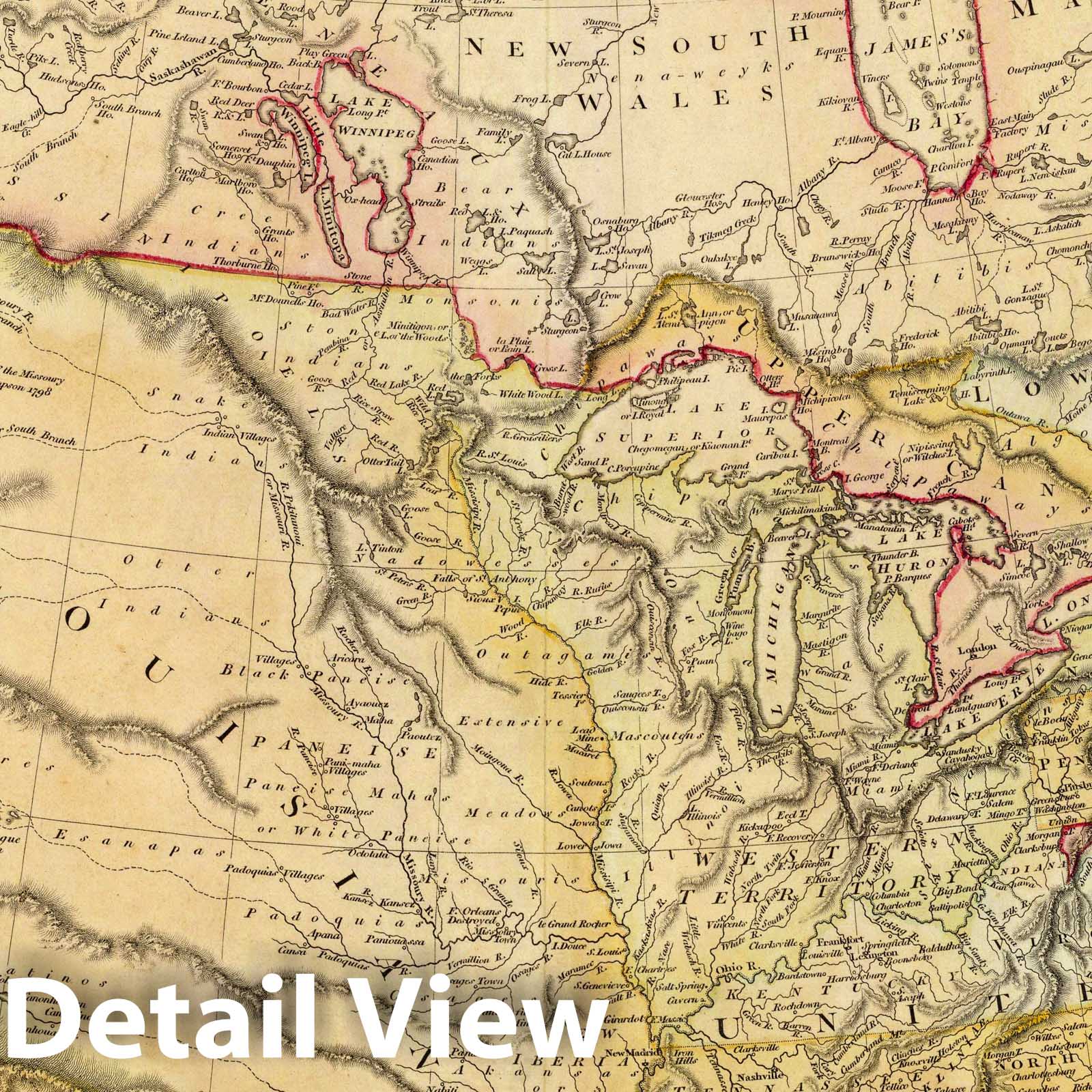 North America - River Map, 1804 - Historical Map Print
