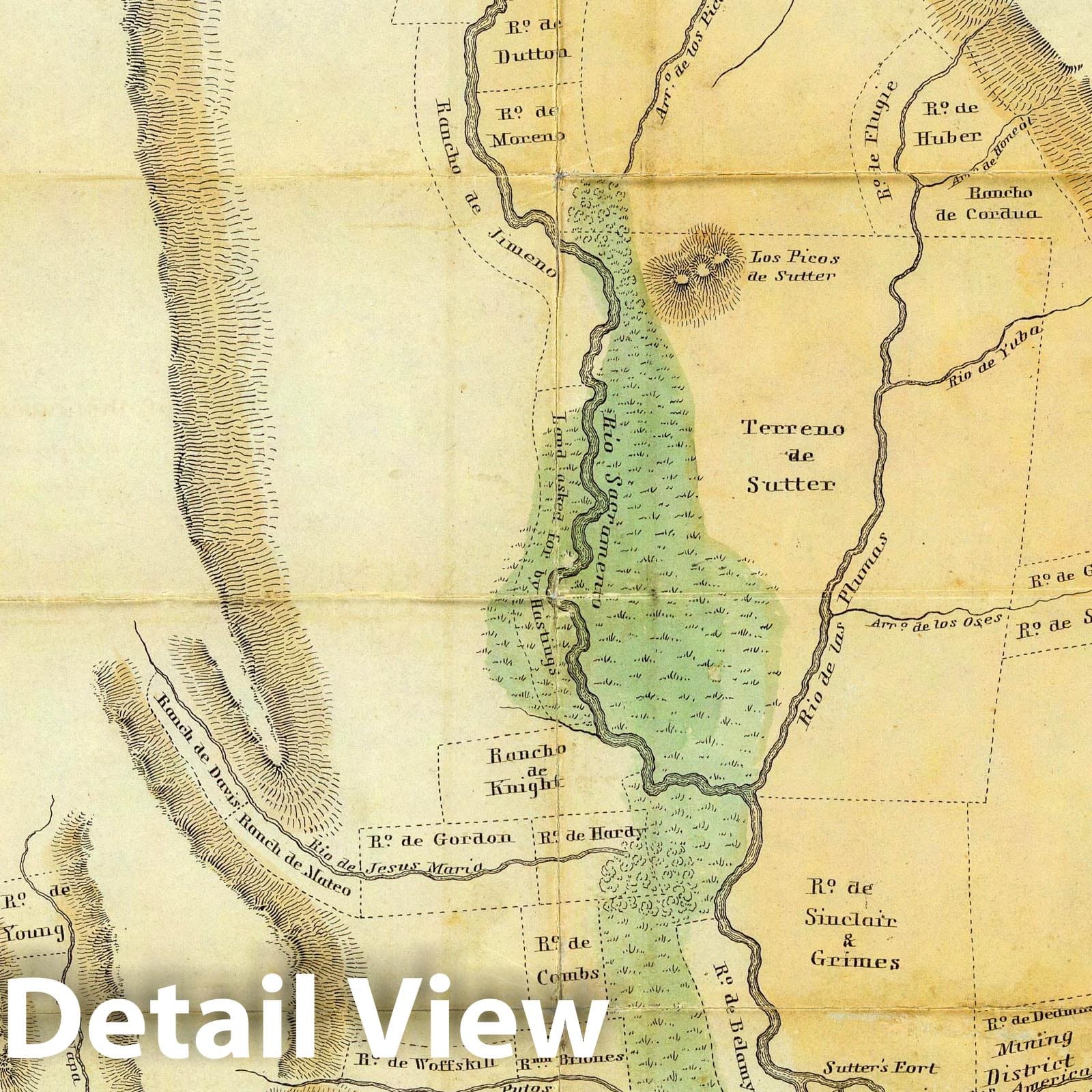 Sacramento River Valley, California Gold Region - Survey Map, 1848