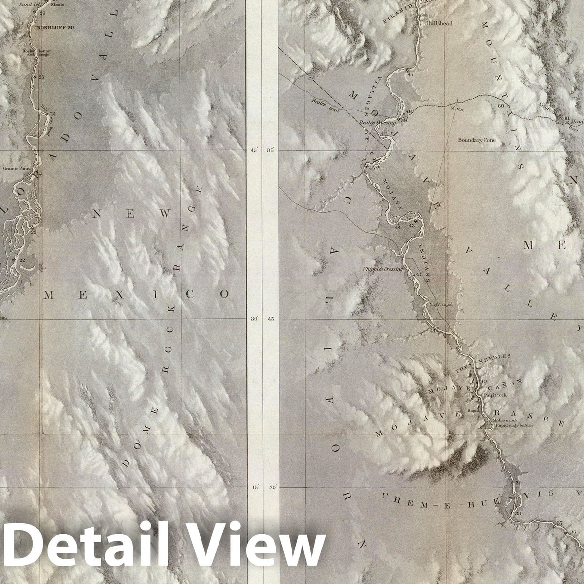 1858 Colorado River Topographic Map - Lt. Joseph C. Ives War Department Exploration