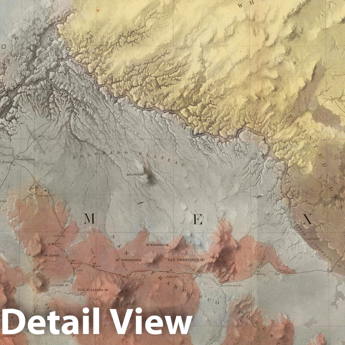 Grand Canyon, Arizona - Geological Map, 1858 - Historical Map Print