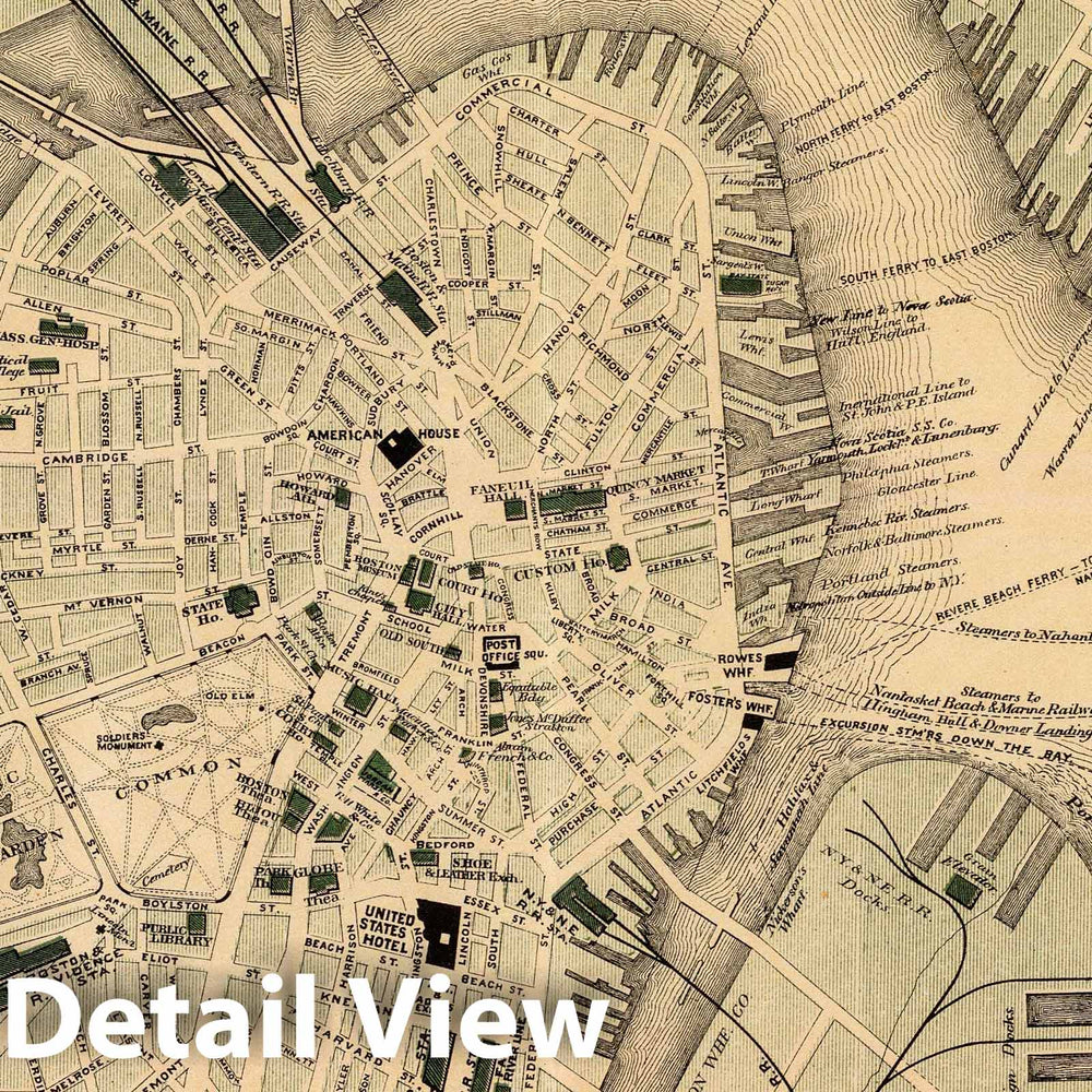 Historic Map : Pocket Map, Boston. 1884 - Vintage Wall Art