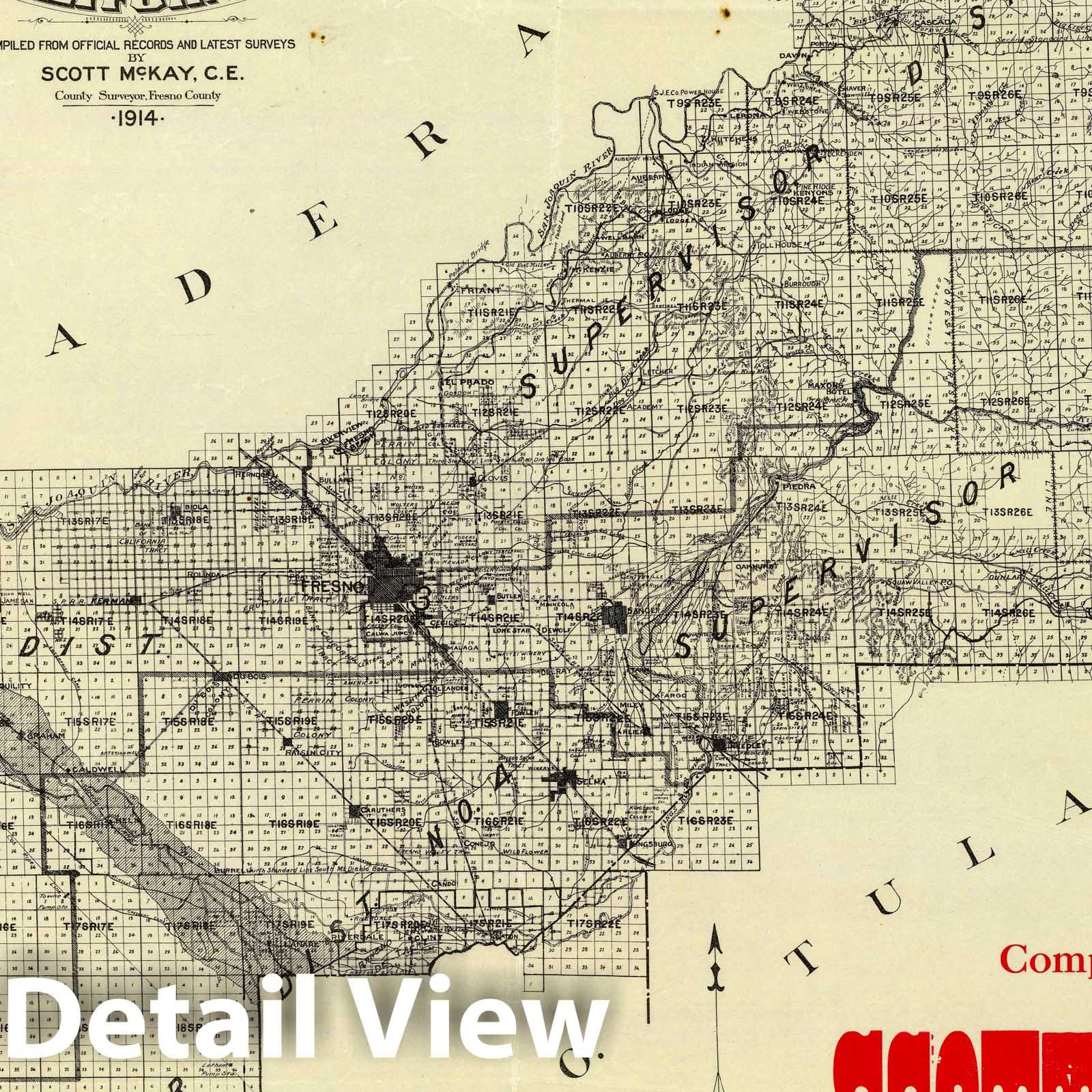Fresno County, California - Railroad Map, 1914