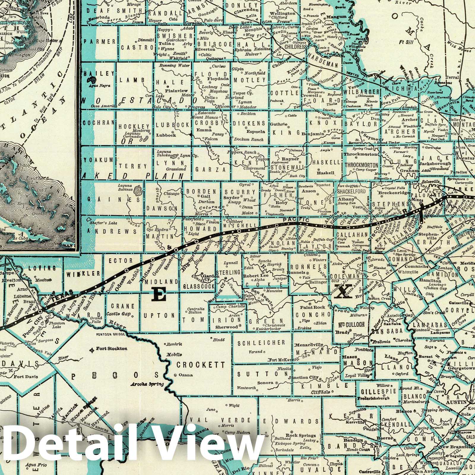Texas and Pacific Railway - Railroad Map, 1903