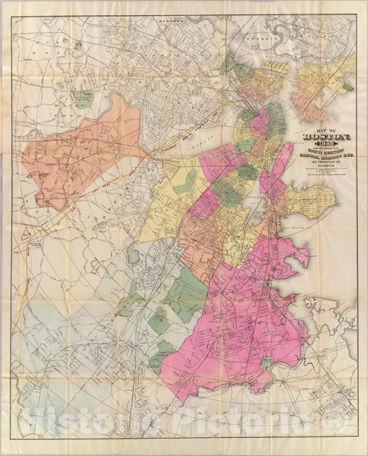 Boston and Vicinity, Massachusetts - Route Map, 1888 - Historical Map Print