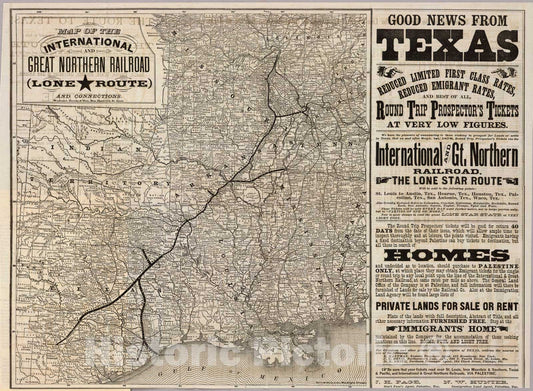 International and Great Northern Railroad - Railroad Map, 1878