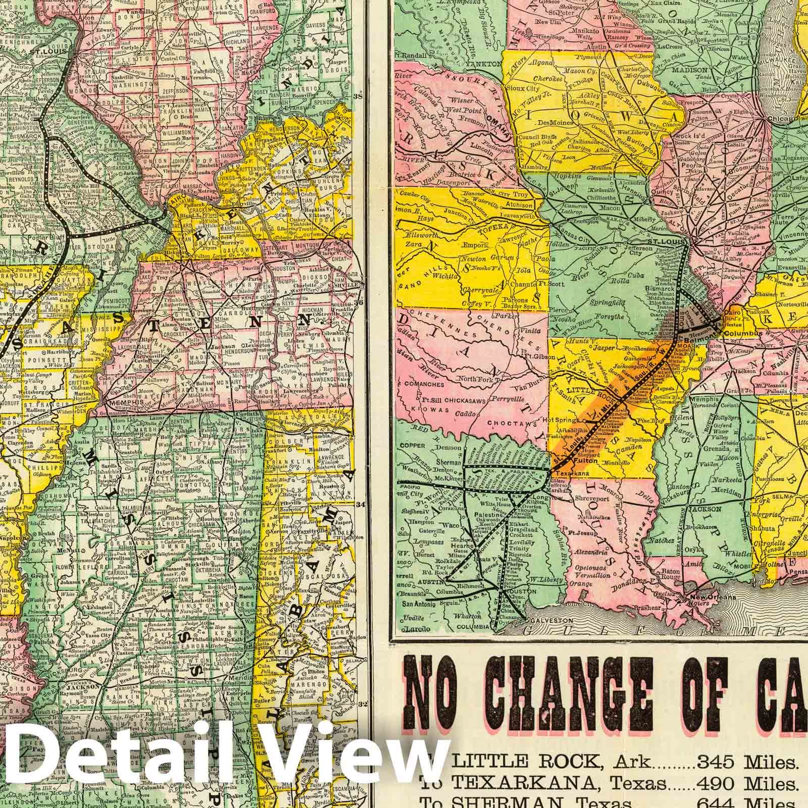 St. Louis, Arkansas, and Texas - Railroad Map, 1878