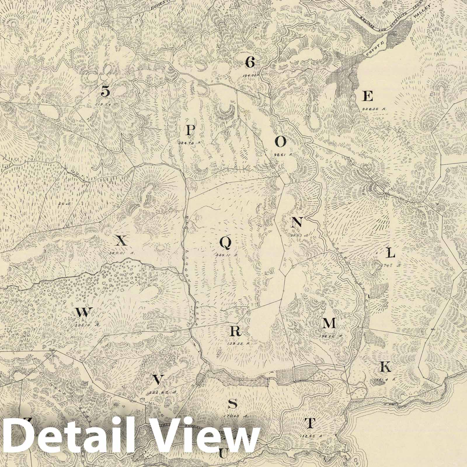 Sausalito Ranch, Marin County, California 1892 Cadastral Map Print