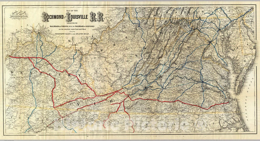 Virginia and Kentucky - Railroad Map, 1882