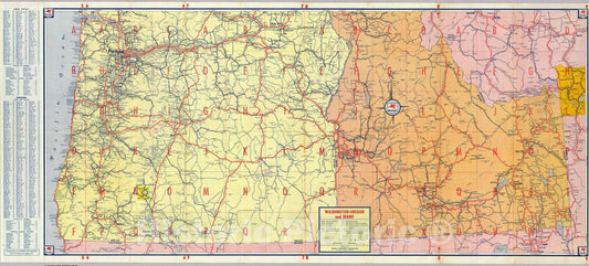 Washington, Oregon, and Idaho - Road Map, 1949 - Historical Map Reproduction