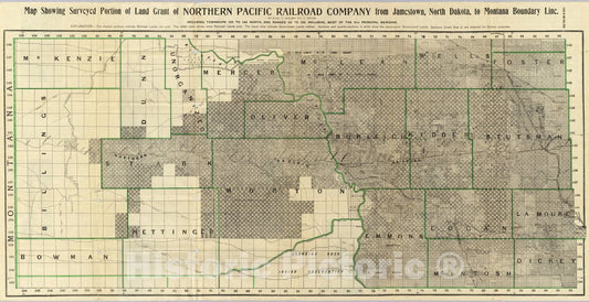 Northern Pacific Railroad Land Grant: North Dakota to Montana, 1895 - Historical Map Print