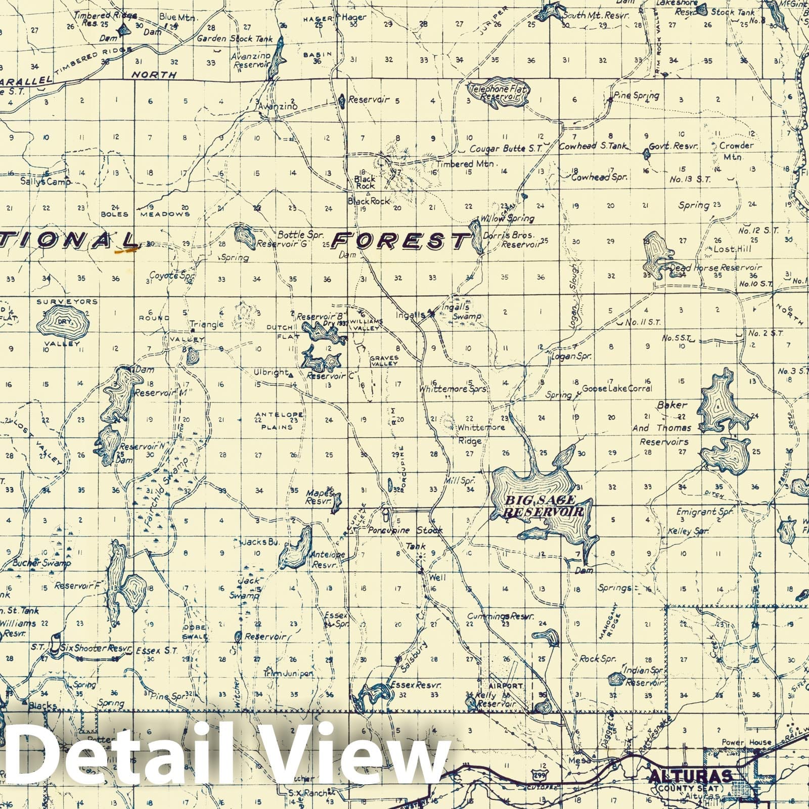 Modoc County, California - Road Map, 1952 - Historical Map Print