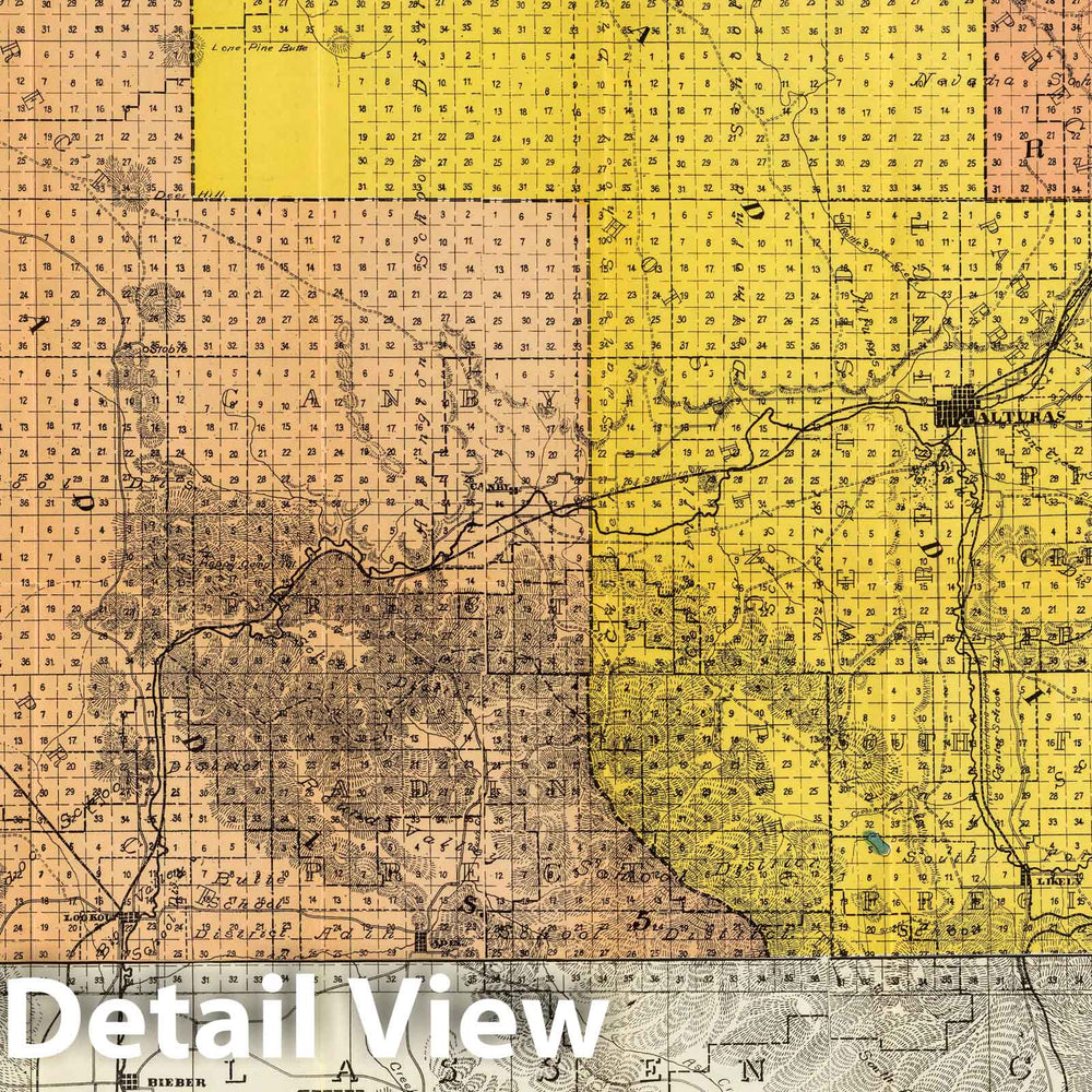 Historic Map : Pocket Map, Modoc County, California. 1911 - Vintage Wall Art