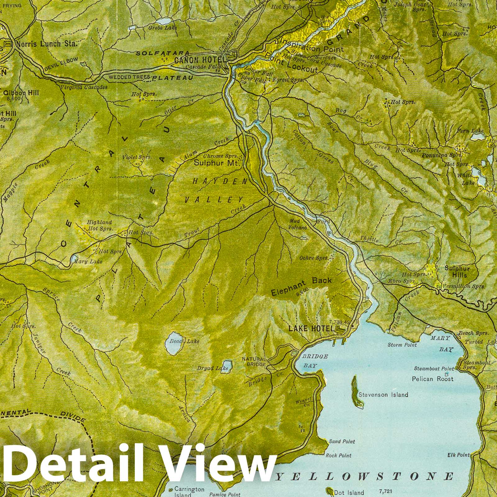 Yellowstone National Park - Railroad Map, 1901 - Burlington Route Historical Print