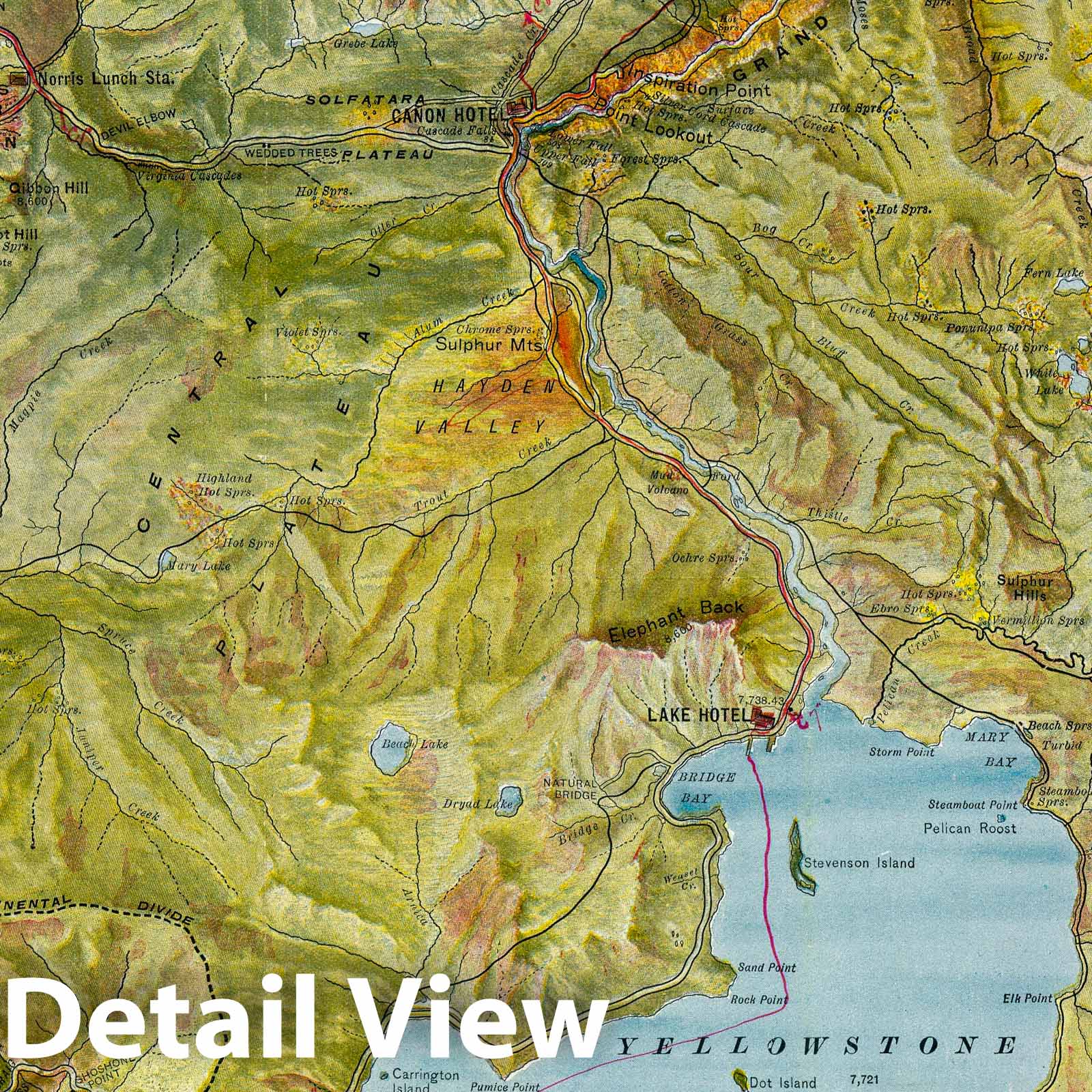 Yellowstone National Park, Wyoming - Railroad Map, 1898
