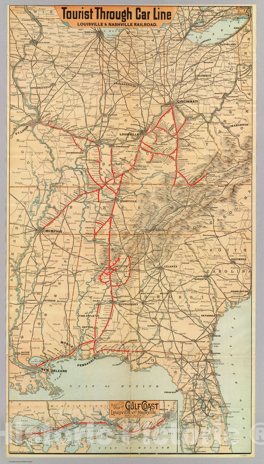 Louisville and Nashville Railroad - Railroad Map, 1890