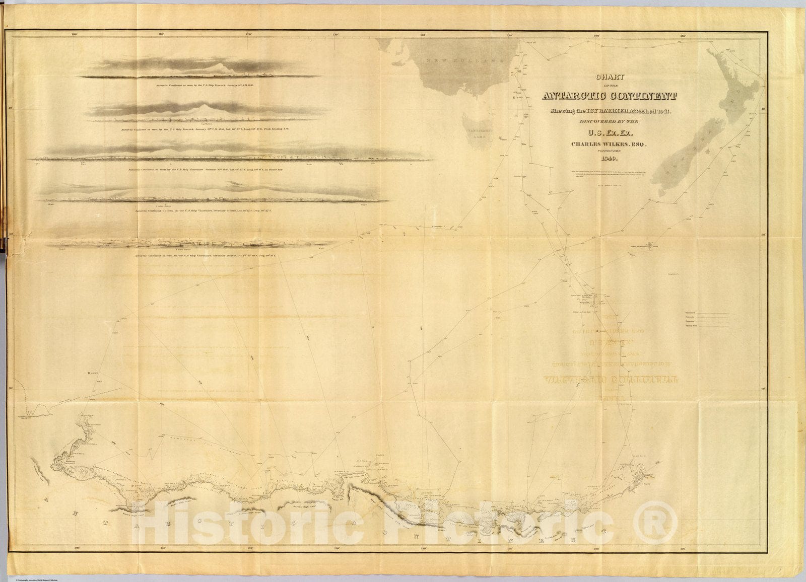 Historic Map : Exploration Book, Chart of the Antarctic Continent. 1840 - Vintage Wall Art