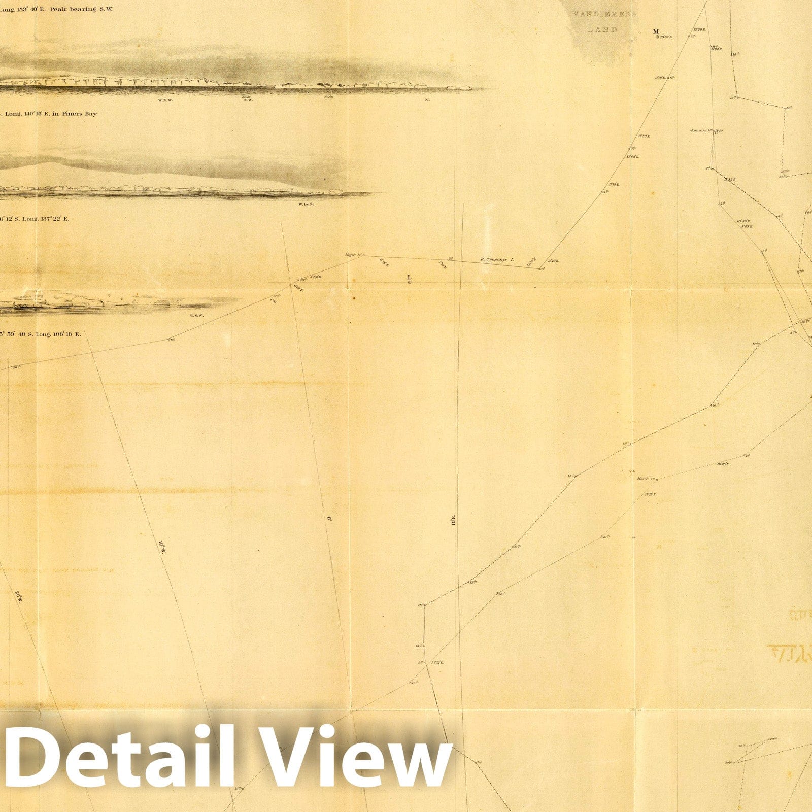 Antarctic Continent - Nautical Chart, 1840 - Historical Map Print