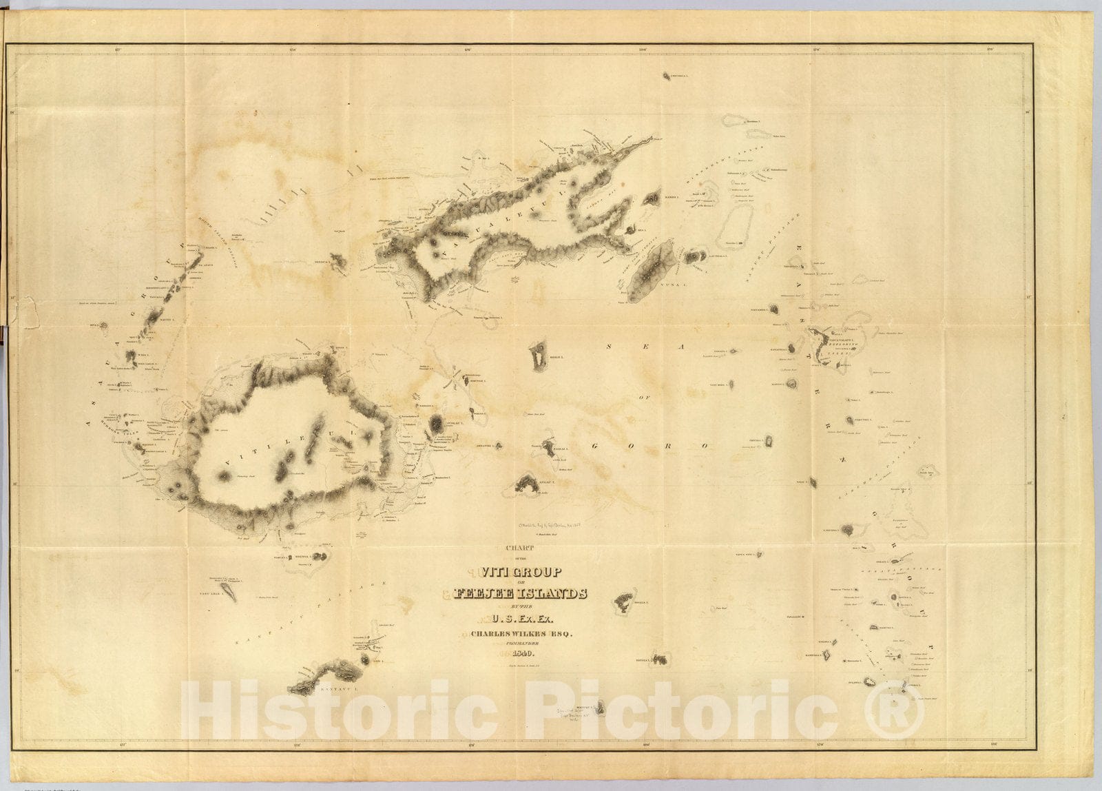 Fiji Islands Nautical Chart, 1840 - Historical Map Print
