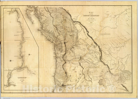 Oregon Territory and Columbia River Survey Map, 1841 - Historical Map Print