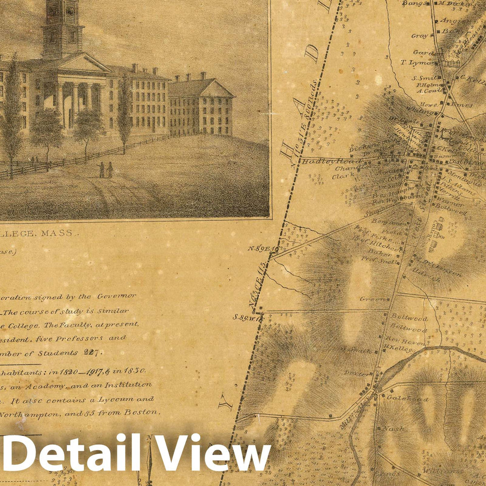Historic Map : Wall Map, Amherst. 1833 - Vintage Wall Art