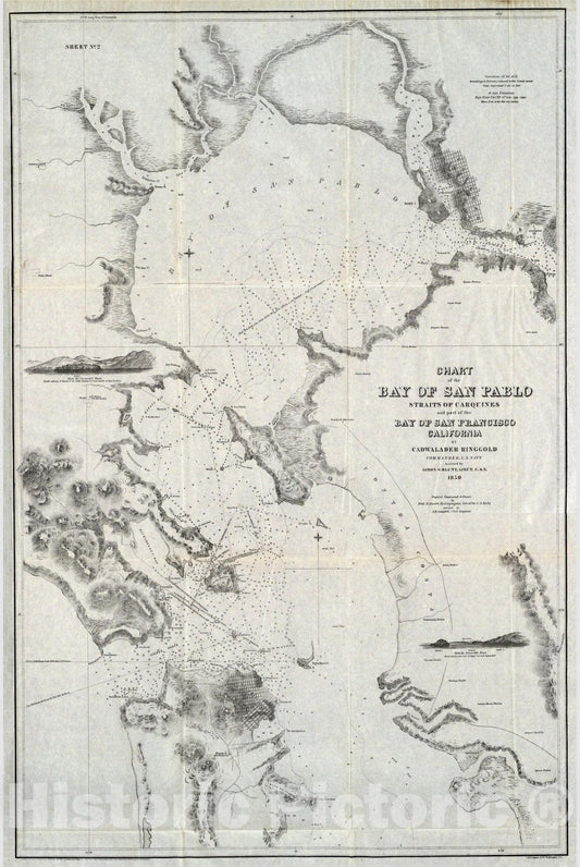 San Pablo Bay and Carquines Straits, California - Nautical Chart, 1852