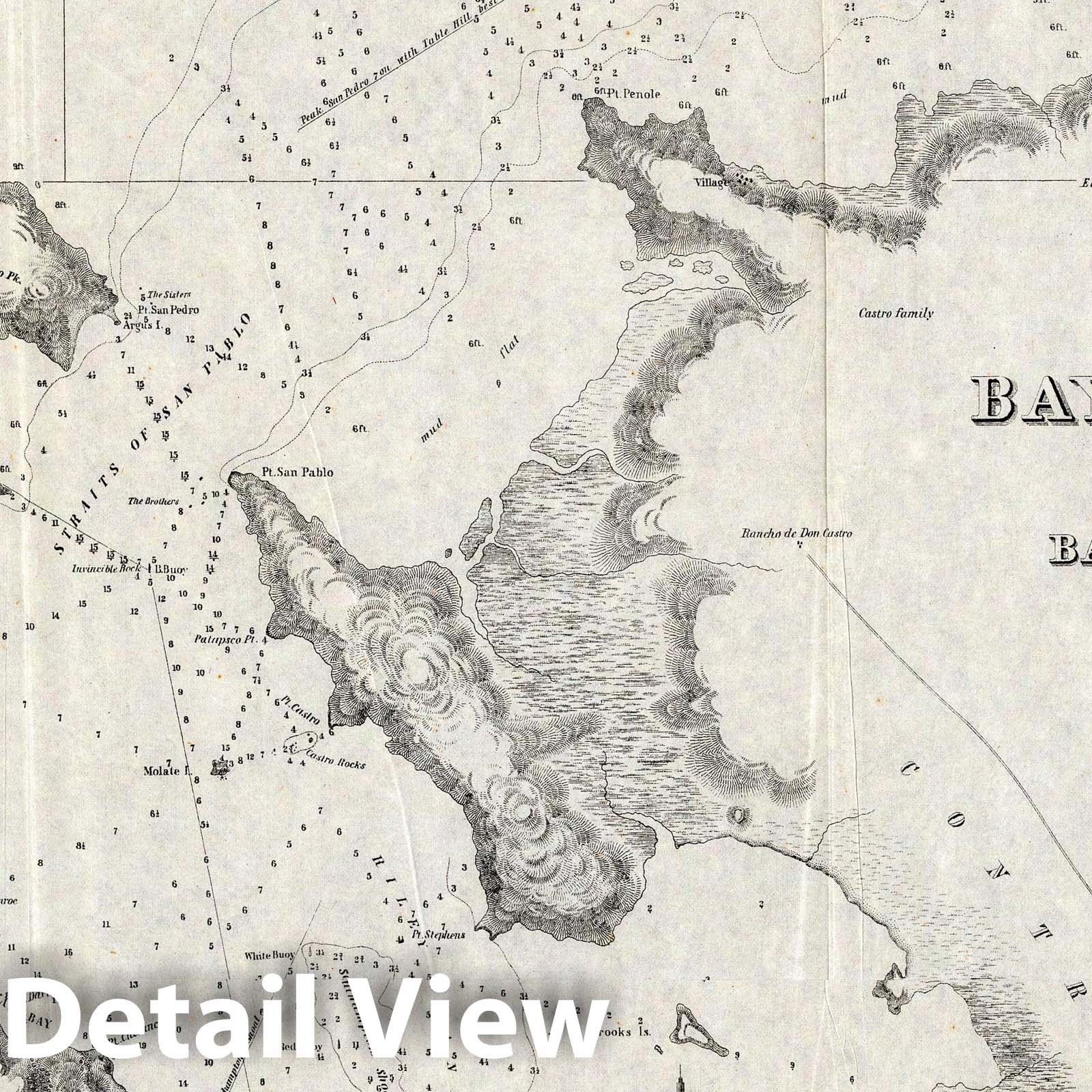 San Pablo Bay and Carquines Straits, California - Nautical Chart, 1852