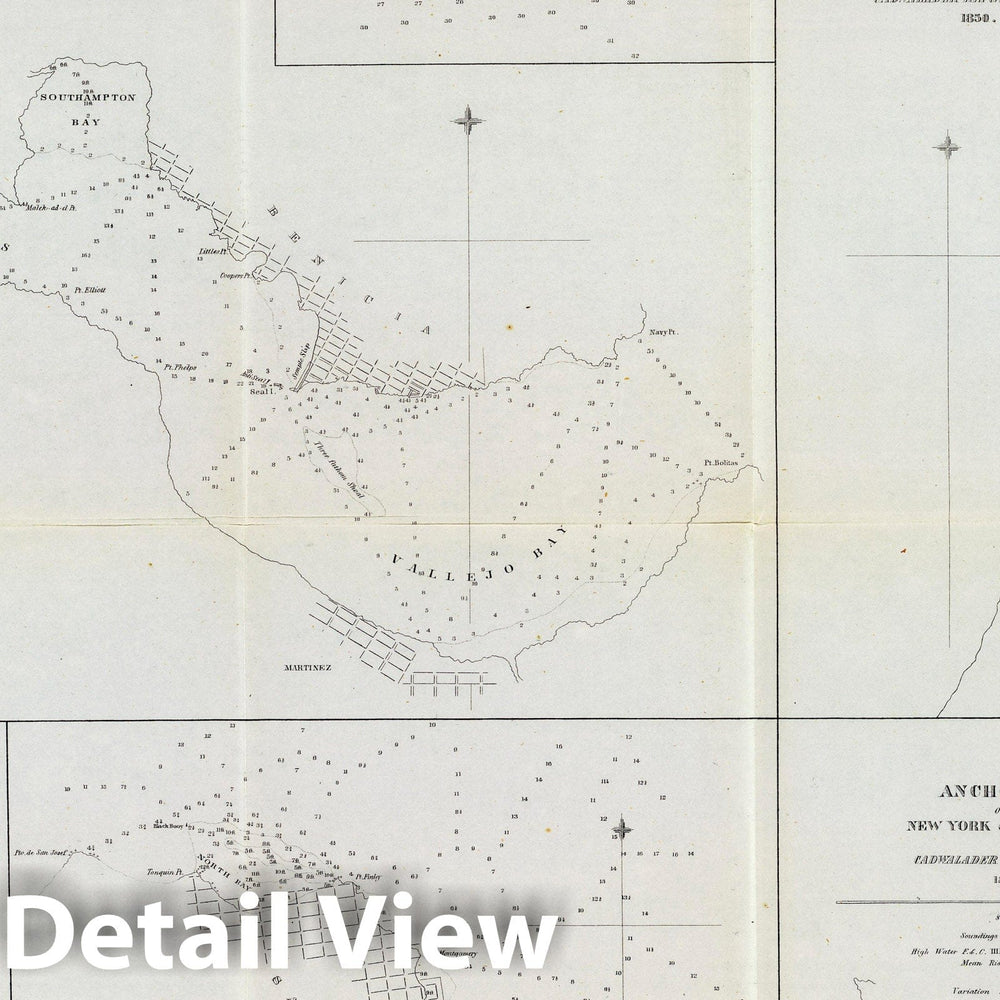 Historic Map : Carquines Straits, Vallejo Bay, other anchorages. 1852 - Vintage Wall Art