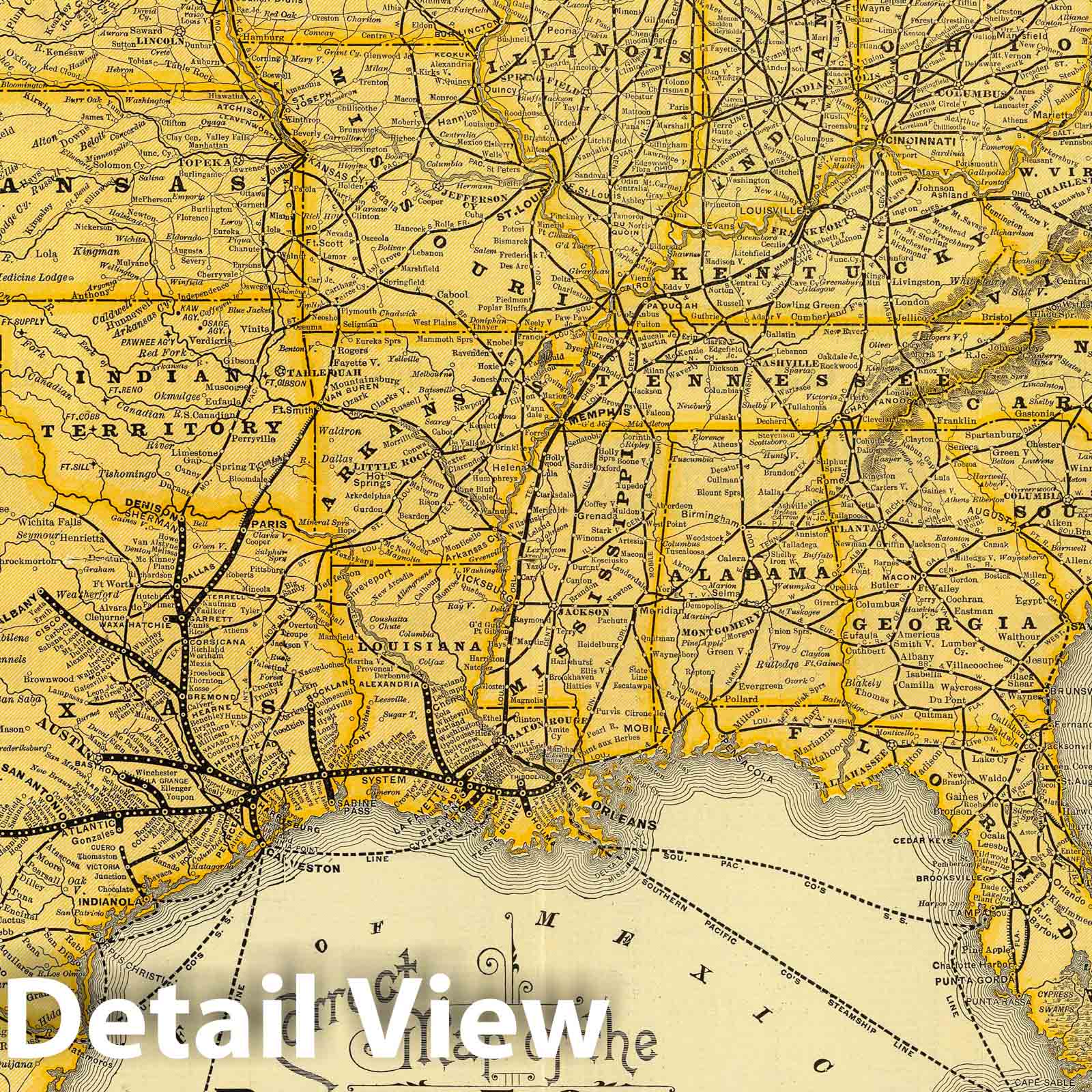 Southern Pacific Company Network - Railroad Map, 1884