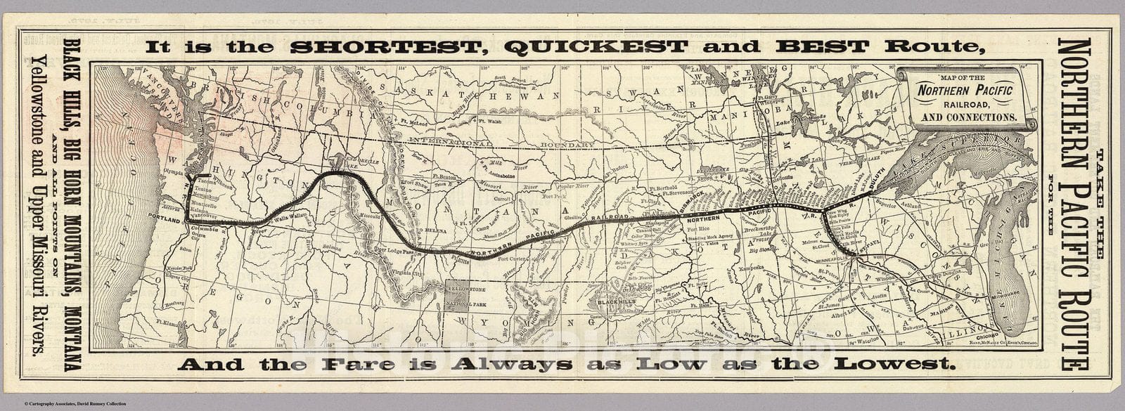 Historic Map : Map of the Northern Pacific Railroad and connections., 1879, Vintage Wall Decor