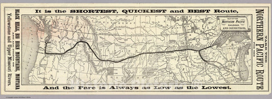 Historic Map : Map of the Northern Pacific Railroad and connections., 1879, Vintage Wall Decor