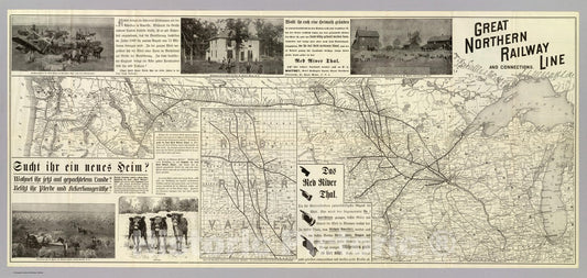 Red River Valley, Minnesota and North Dakota - Railroad Map, 1892