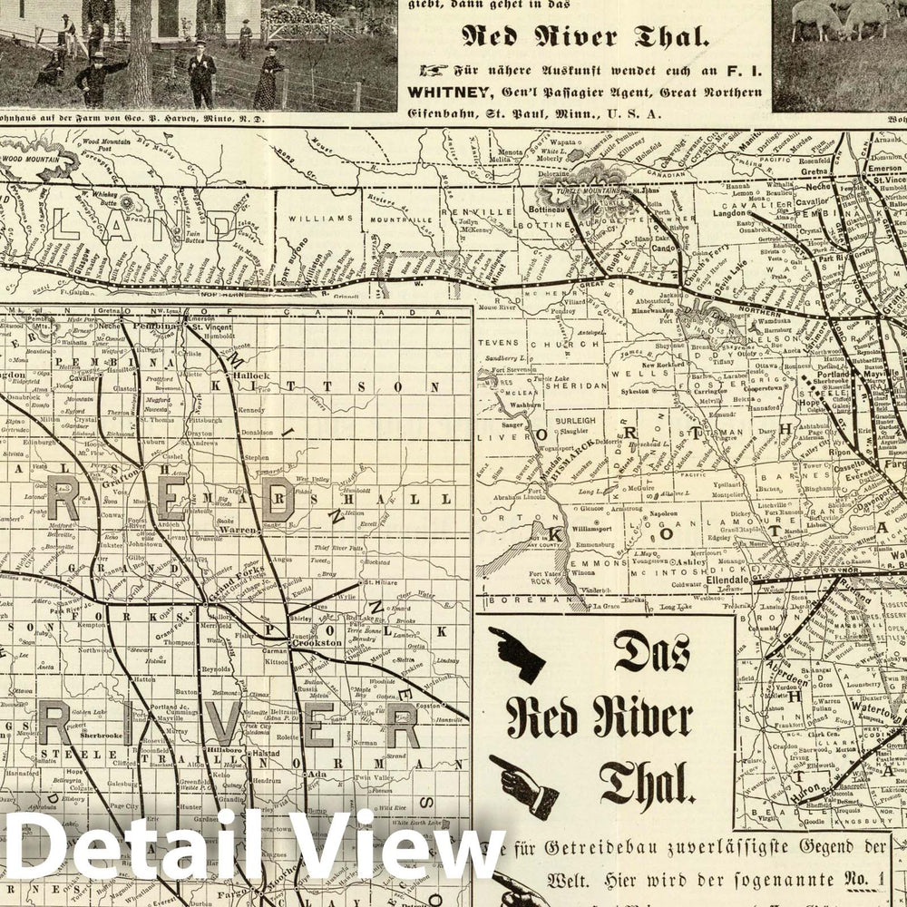 Historic Map : Timetable Map, Great No. RR line. 1892 - Vintage Wall Art