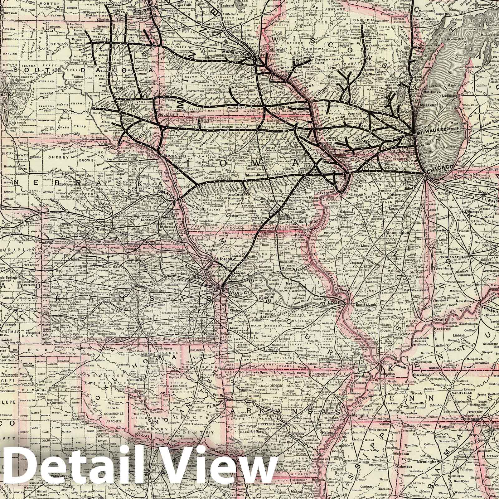 Historic Map : Timetable Map, Chicago Milwaukee and St. Paul Ry. and connections. 1893 - Vintage Wall Art