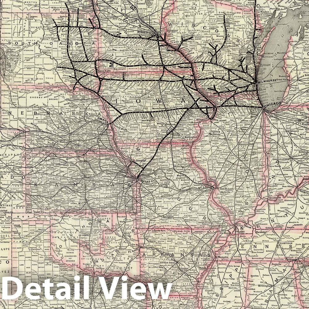 Historic Map : Timetable Map, Chicago Milwaukee and St. Paul Ry. and connections. 1893 - Vintage Wall Art