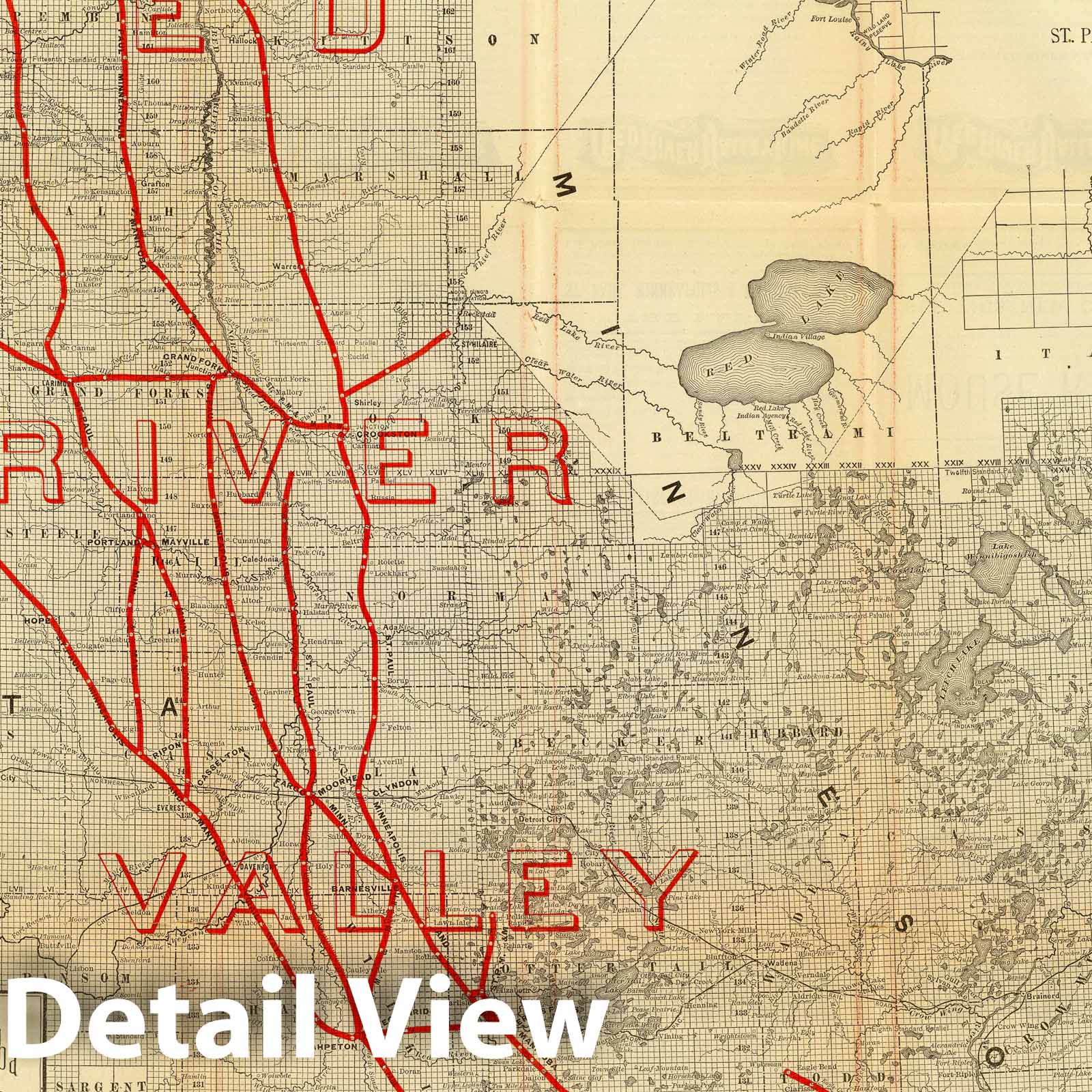 Historic Map : Timetable Map, St. Paul, Minneapolis & Manitoba Ry. 1886 - Vintage Wall Art