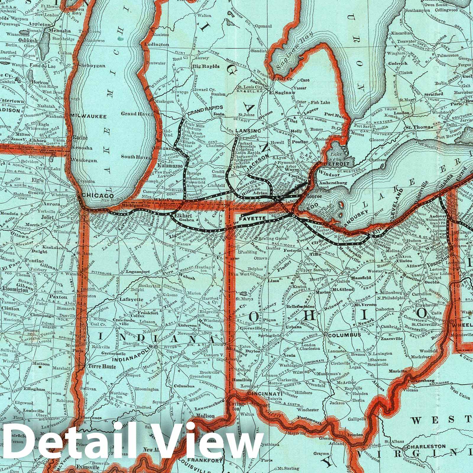 Lake Shore and Michigan Southern Railway - Railroad Map, 1881