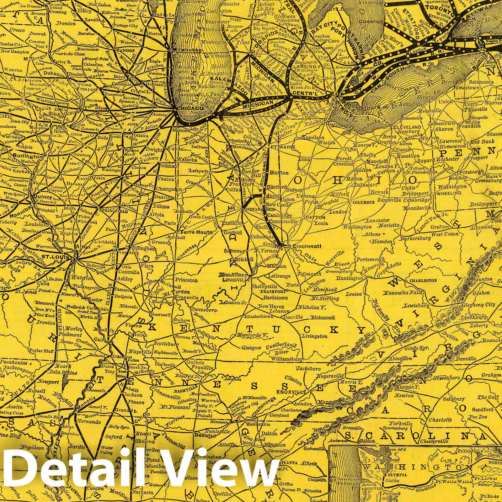 Michigan Central Railroad Map, 1879 - Historical Railroad Print