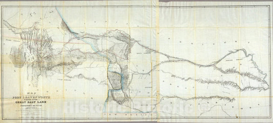 Historic Map : Map of a Reconnoissance between Fort Leavenworth and the Great Salt Lake, 1852 - Vintage Wall Art
