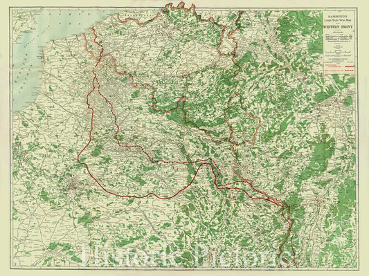 Western Front - World War I Map, 1917 - Historical Map Reproduction