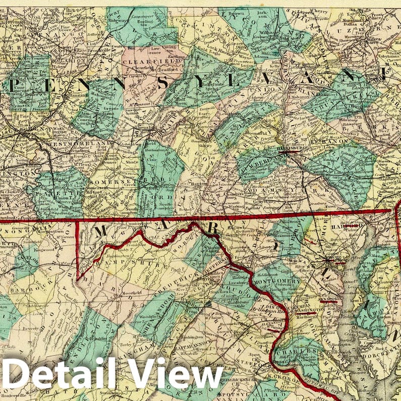 Civil War: Maryland, Pennsylvania, Virginia - Military Map, 1861 - Historical Map Print