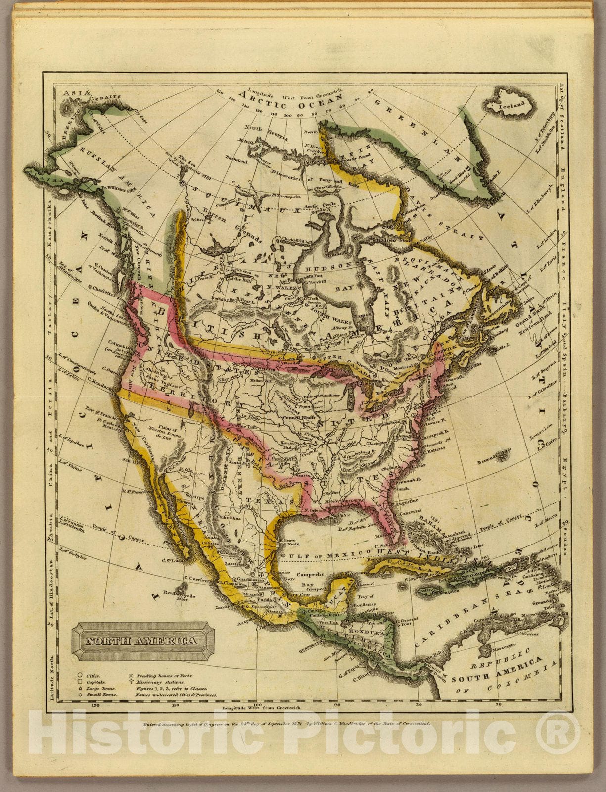 Historic Map : School Atlas Map, North America. 1824 - Vintage Wall Art