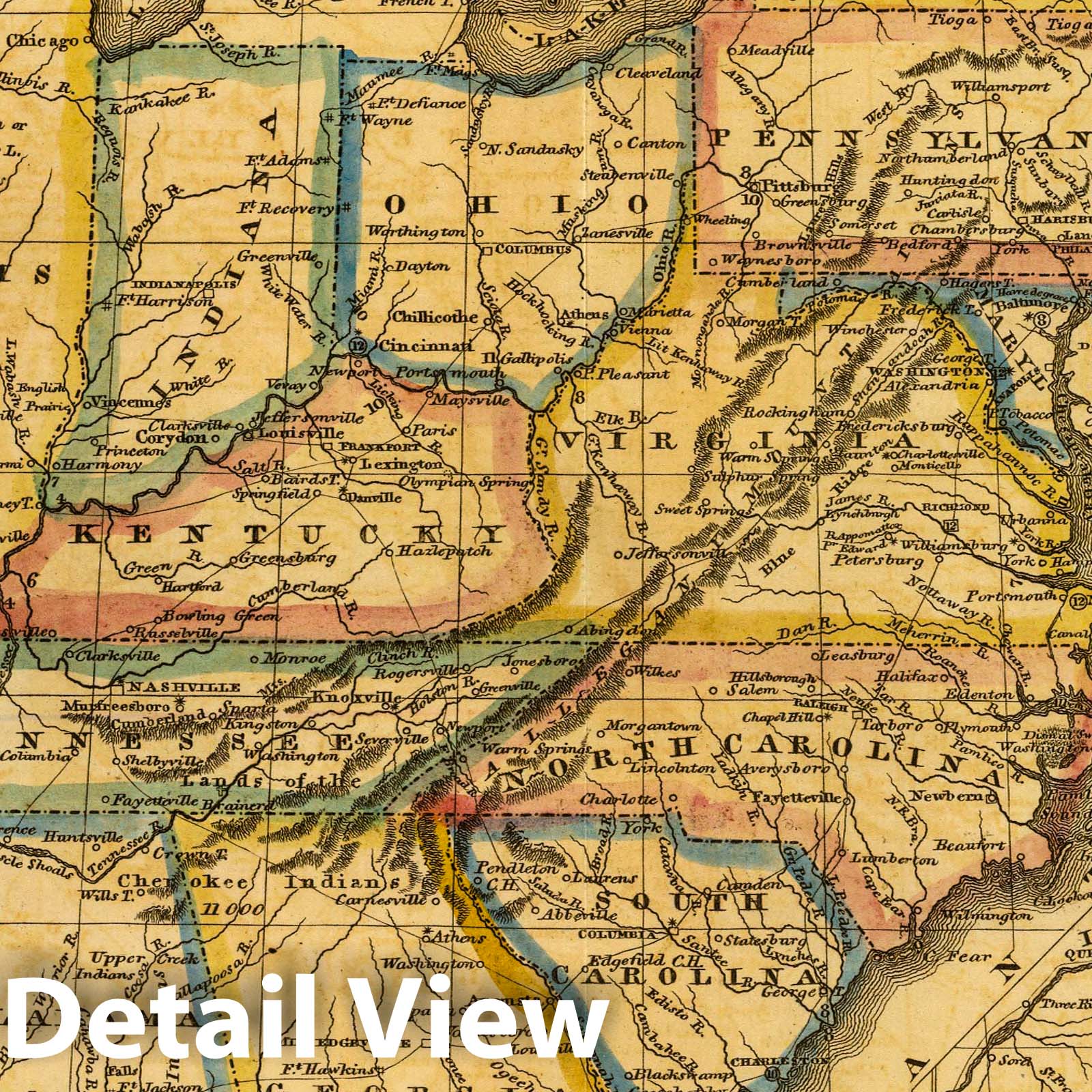 United States - River Map, 1824 - Historical Map Print