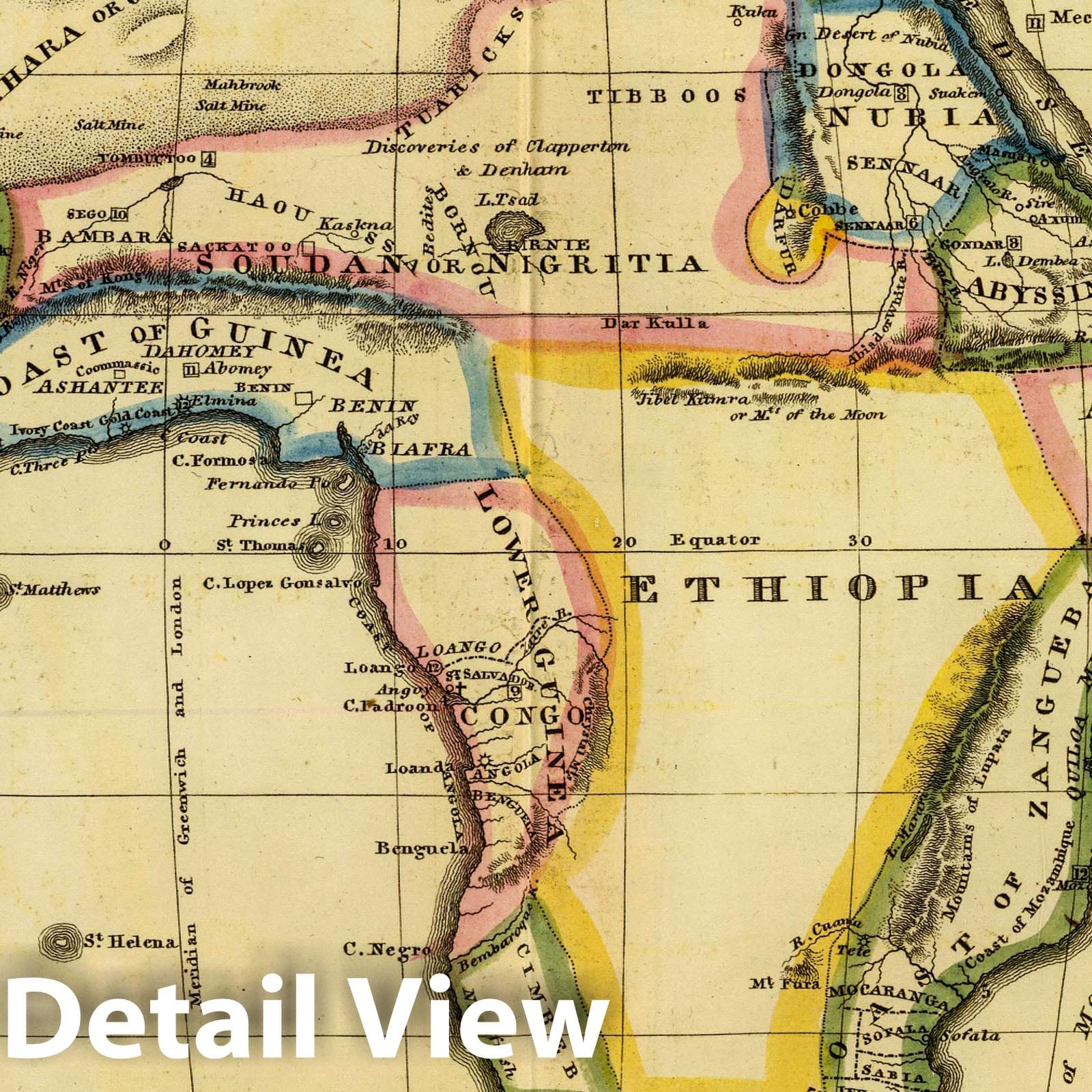 Africa - River Map, 1824 - Historical Map Reproduction