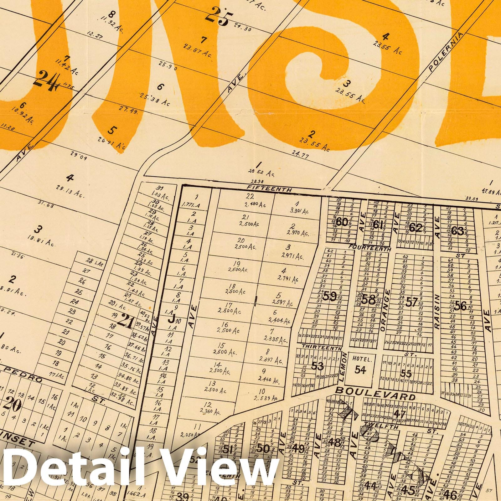 Rancho San Jose de Buenos Ayres, Los Angeles County, California - 1887 Cadastral Map