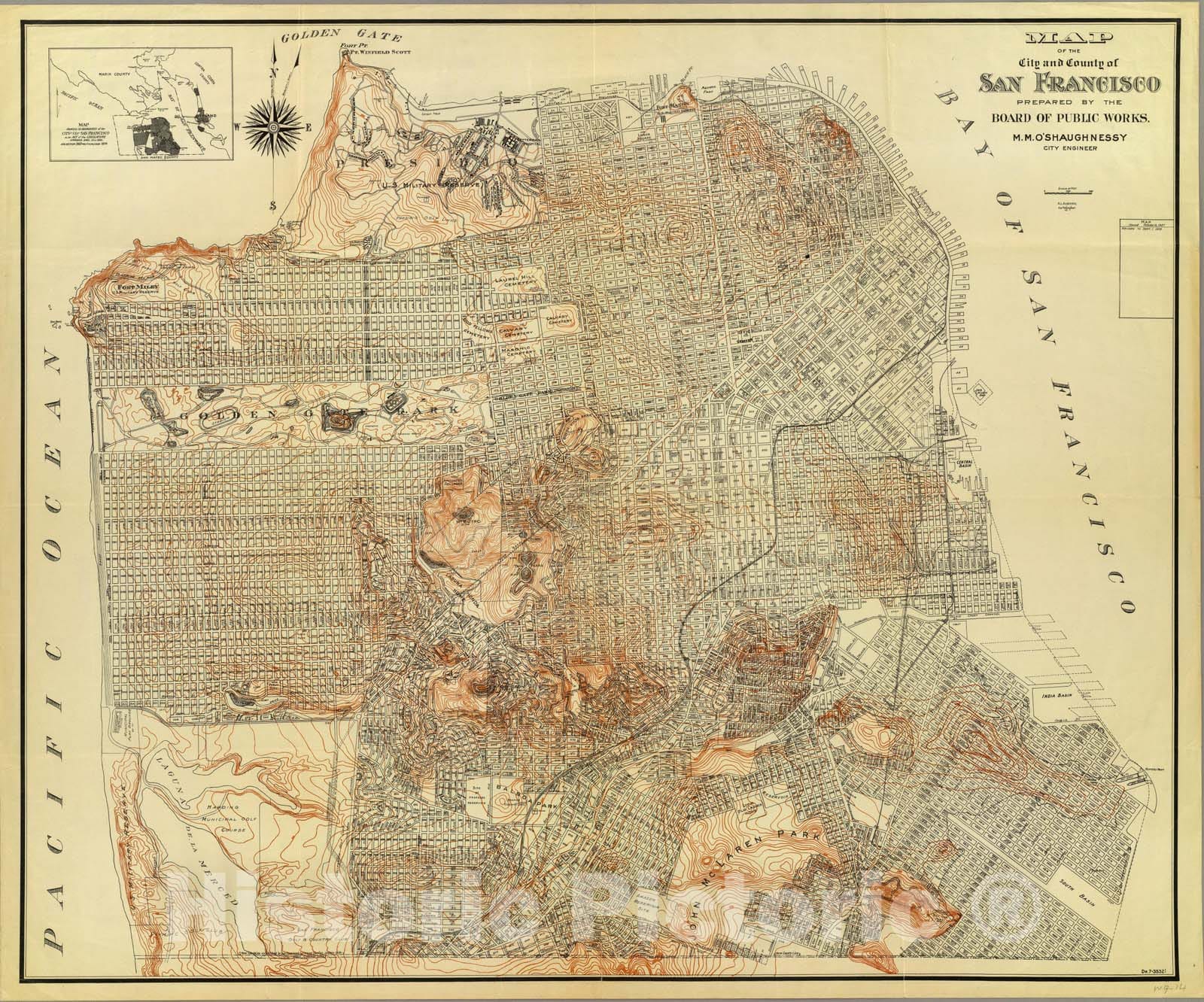 Historic Map : San Francisco (Calif), California, San Francisco. 1929 , Vintage Wall Art
