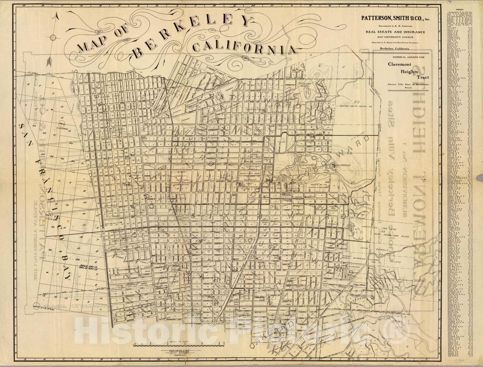 Historic Map : Map of Berkeley, California, 1910 - Vintage Wall Art