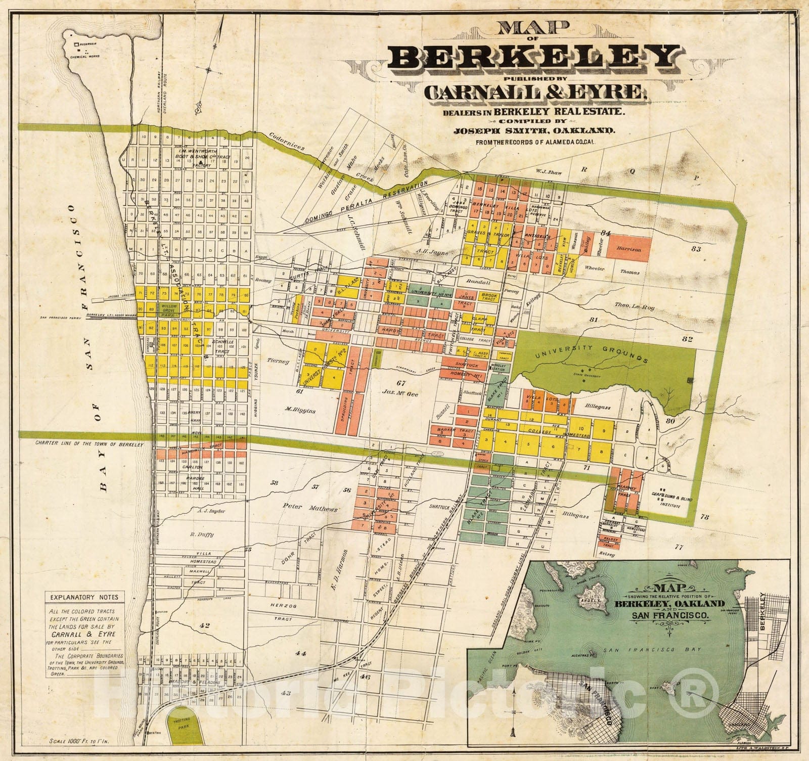 Historic Map - Map of Berkeley, 1880, - Vintage Wall Art