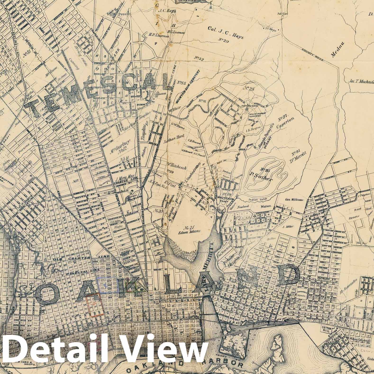 Oakland, Berkeley, and Alameda, California - Railroad Map, 1884
